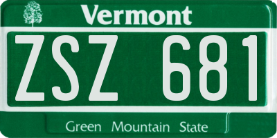 VT license plate ZSZ681