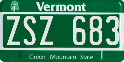 VT license plate ZSZ683