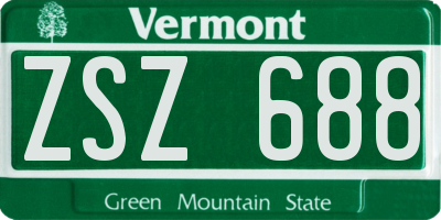 VT license plate ZSZ688