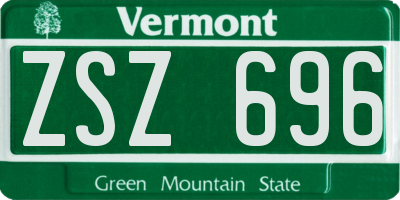 VT license plate ZSZ696