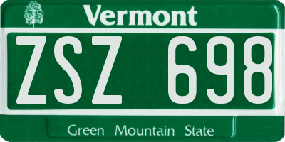 VT license plate ZSZ698