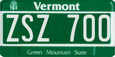 VT license plate ZSZ700
