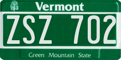 VT license plate ZSZ702