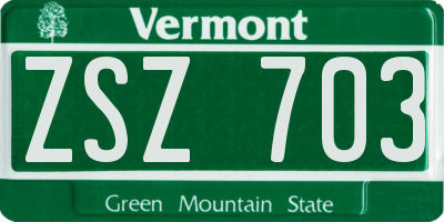 VT license plate ZSZ703
