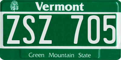VT license plate ZSZ705