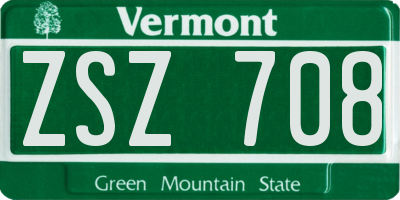 VT license plate ZSZ708