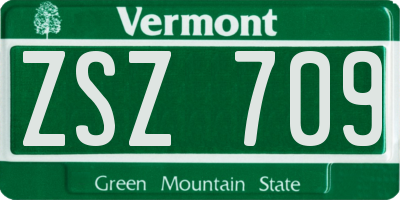 VT license plate ZSZ709