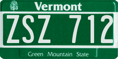 VT license plate ZSZ712