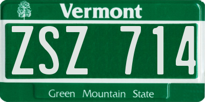 VT license plate ZSZ714