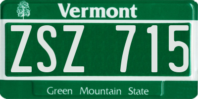 VT license plate ZSZ715