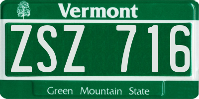 VT license plate ZSZ716