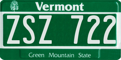 VT license plate ZSZ722
