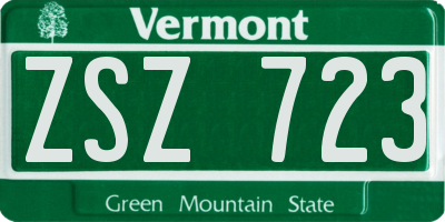 VT license plate ZSZ723