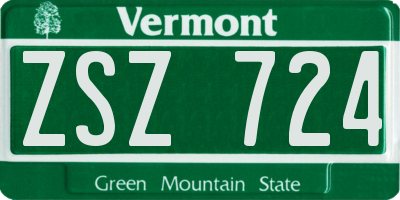 VT license plate ZSZ724