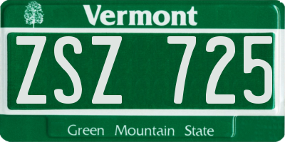 VT license plate ZSZ725
