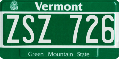VT license plate ZSZ726