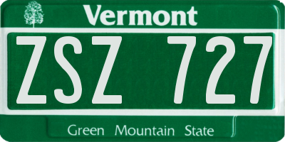 VT license plate ZSZ727