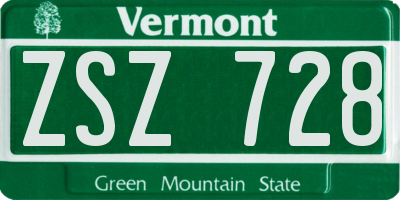 VT license plate ZSZ728