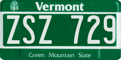VT license plate ZSZ729