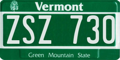 VT license plate ZSZ730