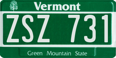 VT license plate ZSZ731