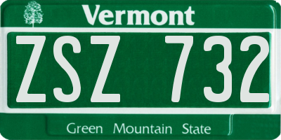 VT license plate ZSZ732