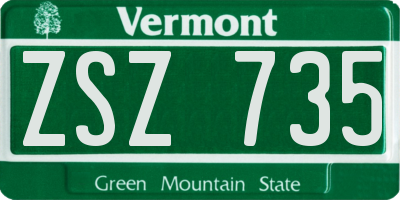 VT license plate ZSZ735
