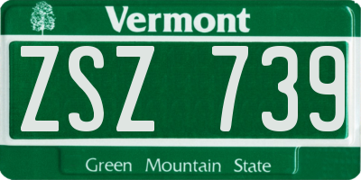 VT license plate ZSZ739