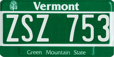 VT license plate ZSZ753