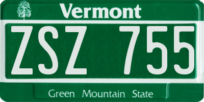 VT license plate ZSZ755
