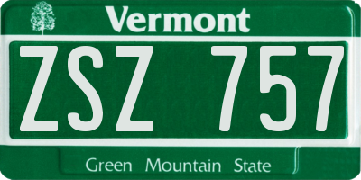 VT license plate ZSZ757