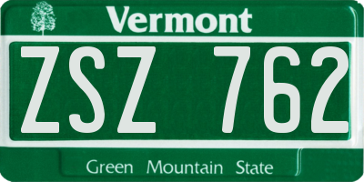 VT license plate ZSZ762