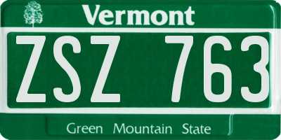 VT license plate ZSZ763