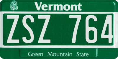 VT license plate ZSZ764