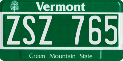 VT license plate ZSZ765