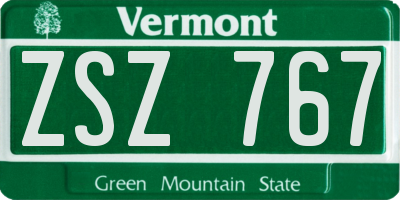 VT license plate ZSZ767