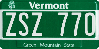 VT license plate ZSZ770