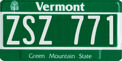VT license plate ZSZ771