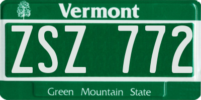VT license plate ZSZ772