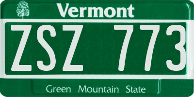 VT license plate ZSZ773