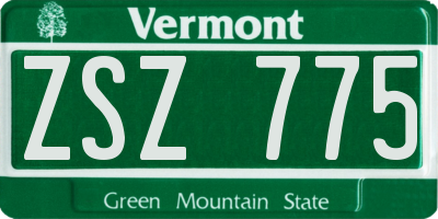 VT license plate ZSZ775