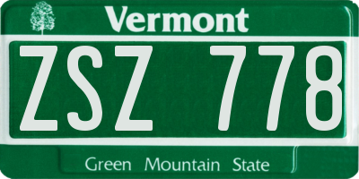 VT license plate ZSZ778
