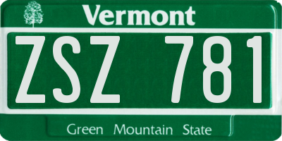 VT license plate ZSZ781