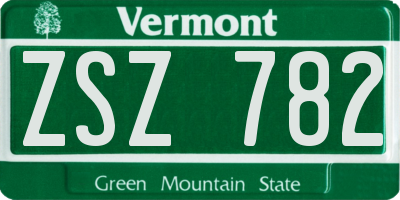VT license plate ZSZ782