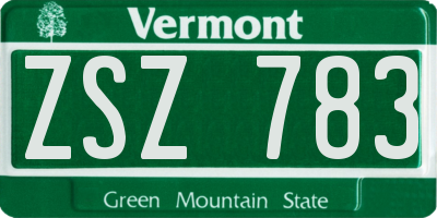 VT license plate ZSZ783