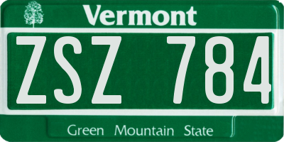 VT license plate ZSZ784