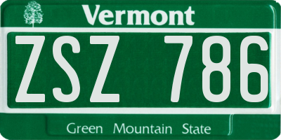 VT license plate ZSZ786