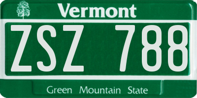 VT license plate ZSZ788