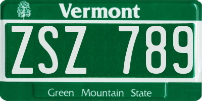 VT license plate ZSZ789