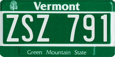 VT license plate ZSZ791